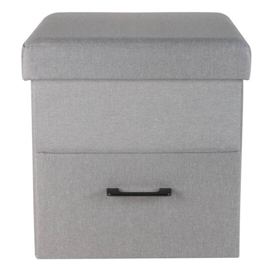 Simplify Gray Collapsible Storage Ottoman with Drawer
